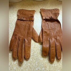 Vintage Grandoe Bill Blass Tan Brown Leather Driving Gloves Sz 6.5 Sz M/L